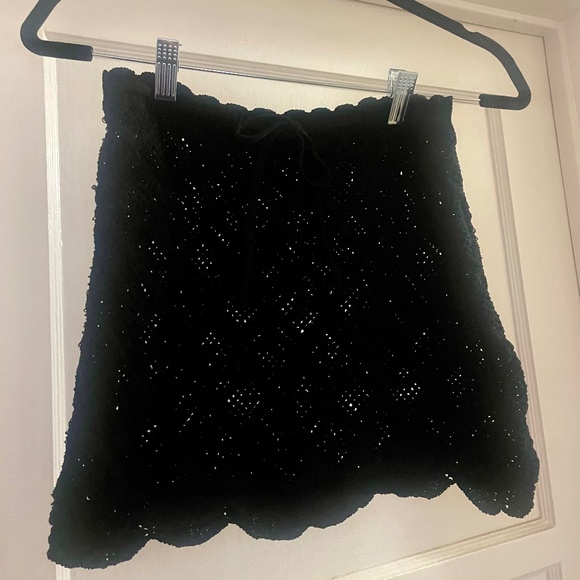 Black Crocket Mini Skirt with Adjustable Waist - Picture 1 of 1